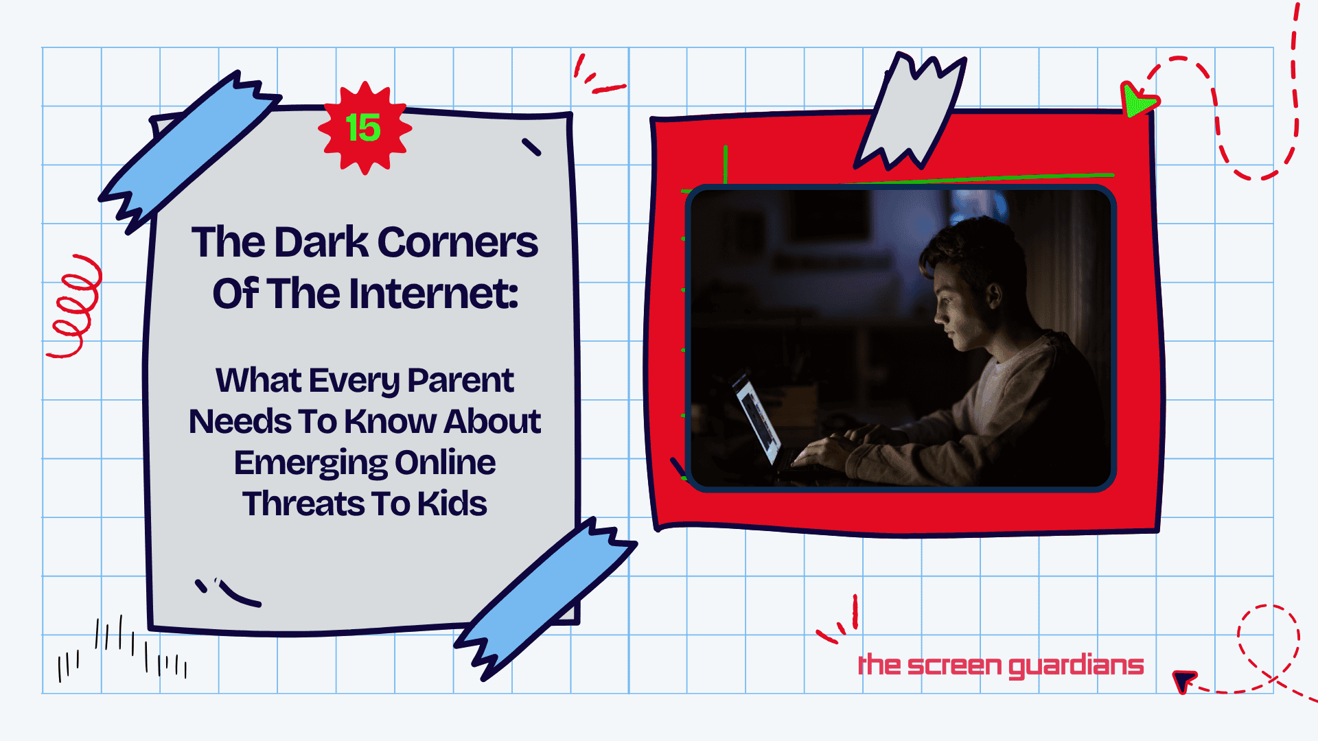 Child using laptop in dark room - Online Threats To Kids