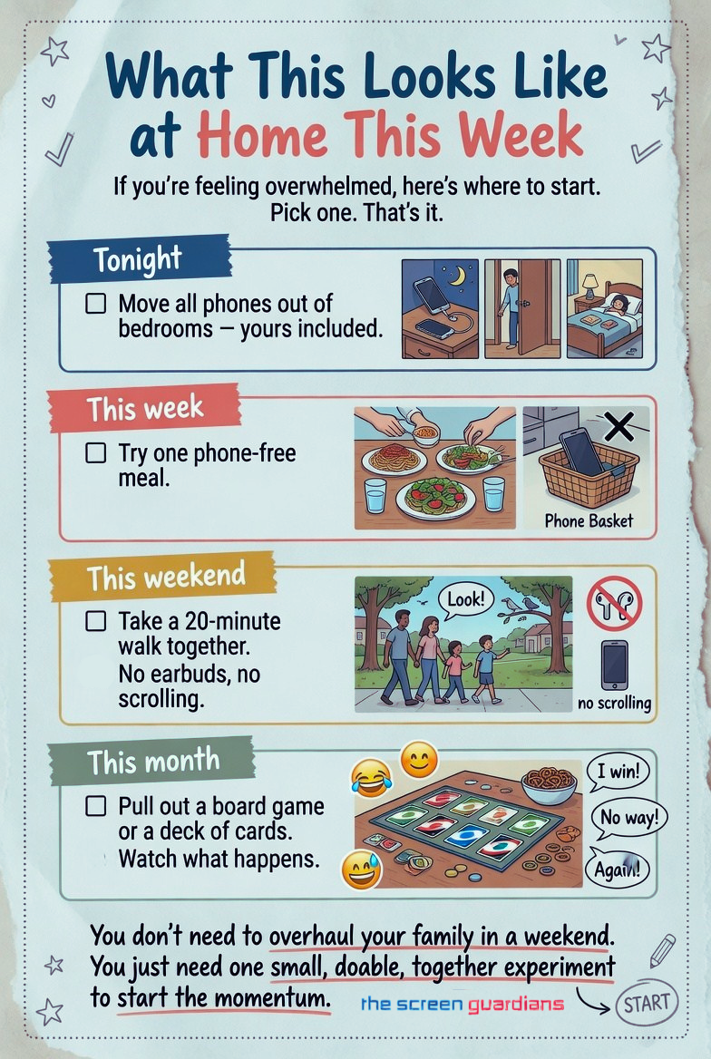 If you're feeling overwhelmed, here's where to start with using less technology as a family.