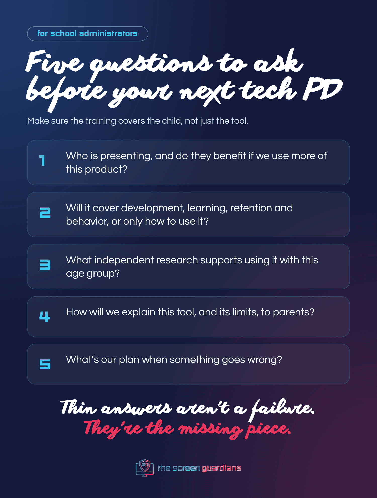 Five questions school administrators should ask before the next technology PD